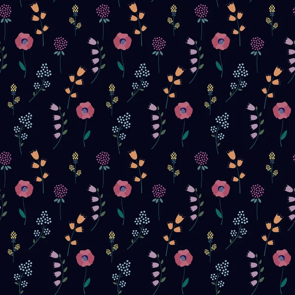 Patrón floral sobre fondo oscuro . — Archivo Imágenes Vectoriales
