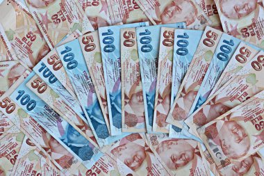 Türk Yüz Elli Lira Banknotları birlikte tasarlandı, düz plan, üst görünüm