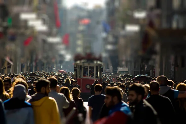 Taksim Calle Más Concurrida Estambul Imagen Borrosa Imagen Conceptual Para — Foto de Stock