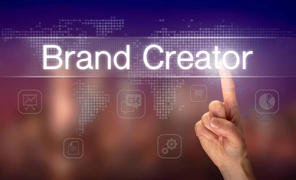 Una Mano Seleccionando Concepto Negocio Brand Creator Una Pantalla Clara — Foto de Stock