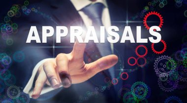 kıymet takdiri iş kavramı SMM grafik görünümünü basarak işadamı