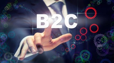 B2C iş kavramı SMM grafik görünümünü basarak işadamı