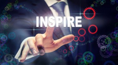 Inspire iş kavramı SMM grafik görünümünü basarak işadamı