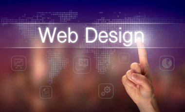 Web tasarım iş kavramları açık renkli bir arka plan bulanık ekranlı cep bilgisayarlarda seçerek yardım.