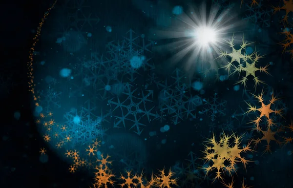 Απεικόνιση Του Ένα Μπλε Και Χρυσό Χριστουγεννιάτικη Νιφάδα Χιονιού Μοτίβο — Φωτογραφία Αρχείου