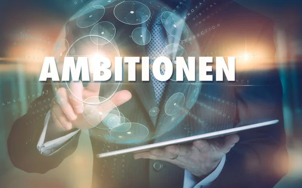 Een hand selecteren van een ambitie "Ambitionen" business concept in Ger — Stockfoto