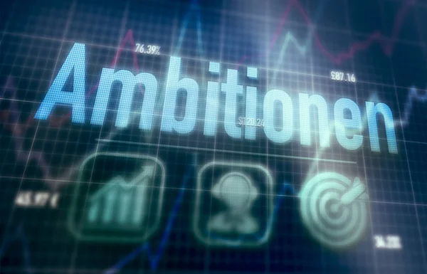 Ambitie "Ambitionen" Duits concept op een blauwe stip matrix comput — Stockfoto