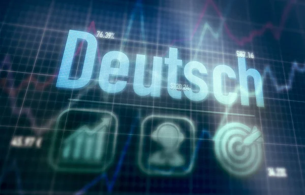 German "Deutsch" German concept on a blue dot matrix computer di — Stock Photo, Image