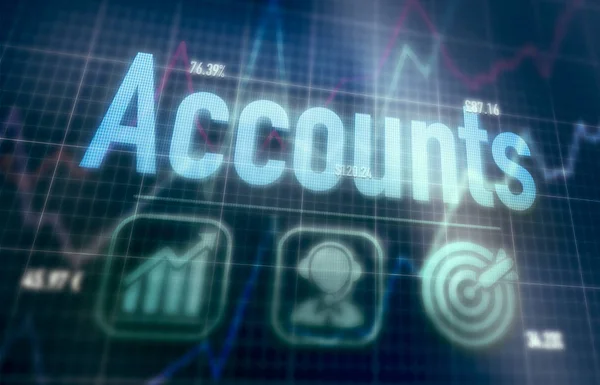 Accounts concept op een Blue dot matrix computer display. — Stockfoto