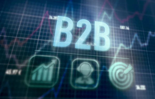 B2B-konceptet på en Blue Dot Matrix datorskärm. — Stockfoto