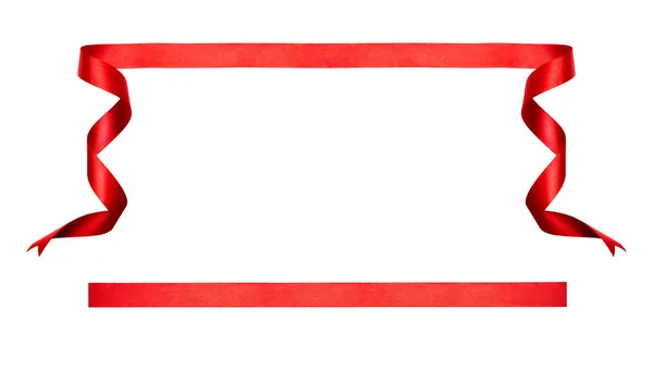 Фігурна Червона Стрічка Різдвяний День Народження Набір Банерів Ізольовано Білому — стокове фото