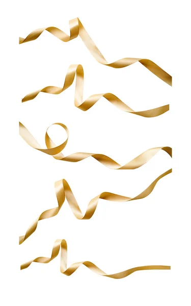 Eine Sammlung Von Lockigen Goldenen Bändern Weihnachts Und Geburtstagsgeschenk Banner — Stockfoto