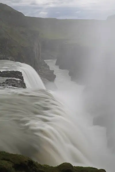 Amazing Huge Beautiful Waterfall Gullfoss Famoso Marco Islândia — Fotografia de Stock