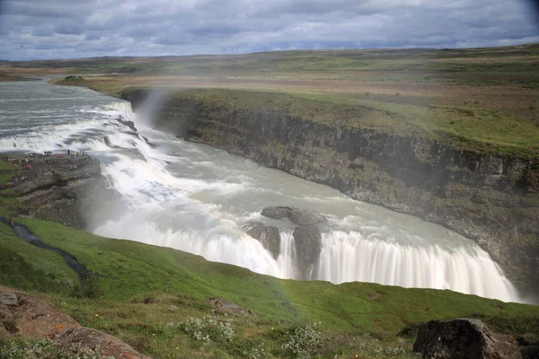 Verbazingwekkende Enorme Prachtige Waterval Gullfoss Beroemde Bezienswaardigheid Ijsland — Stockfoto