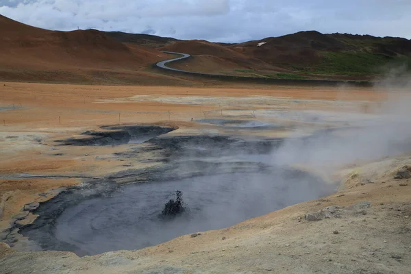 Namafjall Hverir Geotermální Oblast Myvatn Island — Stock fotografie