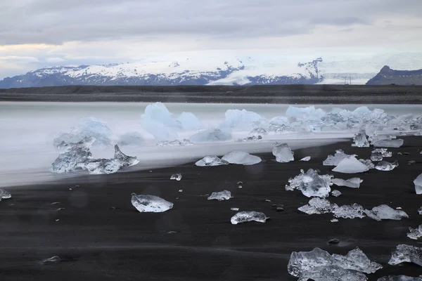 Pedaços Gelo Geleira Praia Preta Jokulsarlon — Fotografia de Stock