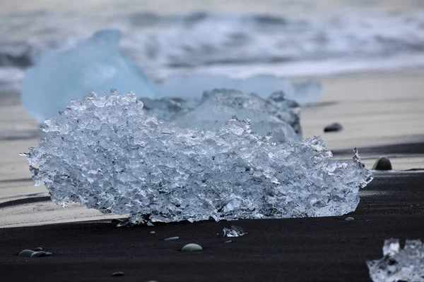 Льодовики Чорному Пляжі Йокулсарлоні — стокове фото