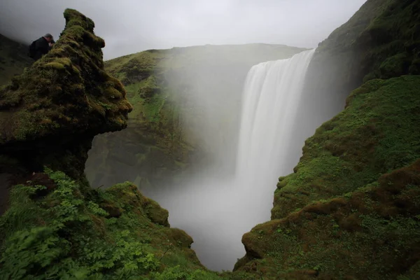 Skogafoss Skogafoss Waterfall Iceland — стокове фото
