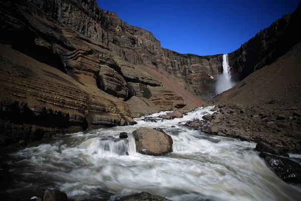 Hengifossův Vodopád Východním Islandu — Stock fotografie