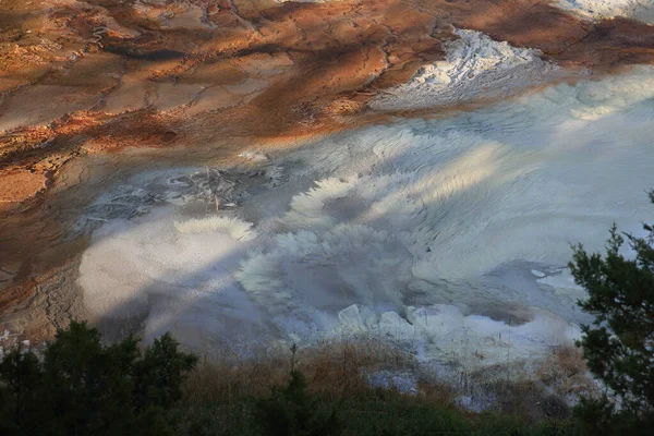 Terrasse Travertin Aux Sources Thermales Mammoth Dans Parc National Yellowstone — Photo