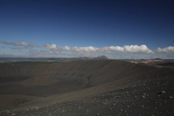 Pohled Vulkanický Kráter Hverfjall Islandu — Stock fotografie