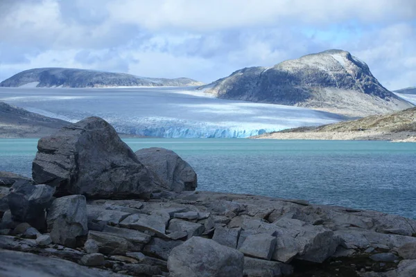Styggevatnet Austdalsglacier Заднем Плане Норвегия — стоковое фото