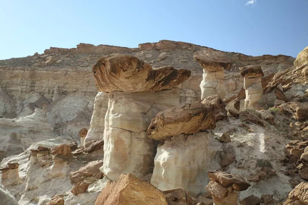 White Hoodoo Toadstool Hoodoo Rimrocks Grand Staircase Escalante National Monument — Stock Photo, Image