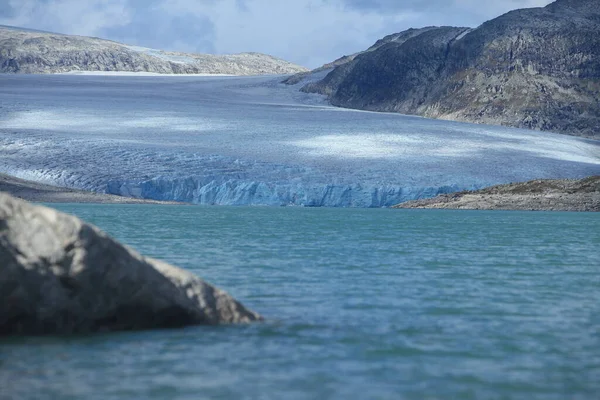 Styggevatnet Τον Παγετώνα Austdalsglacier Στο Παρασκήνιο Νορβηγία — Φωτογραφία Αρχείου