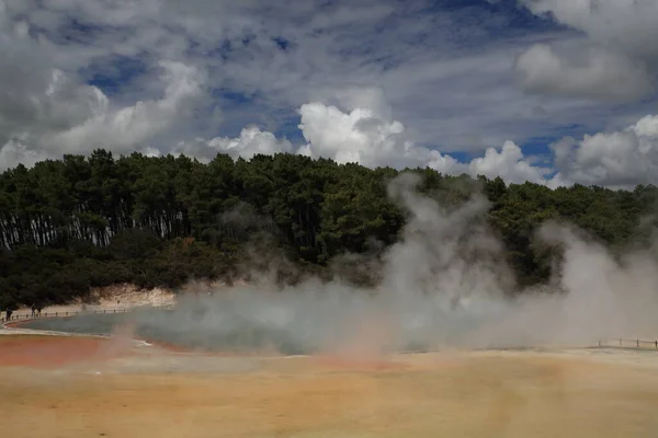 Unique Steaming Spring Champagne Pool Wai Tapu Geothermal Area Rotorua — Stock Photo, Image