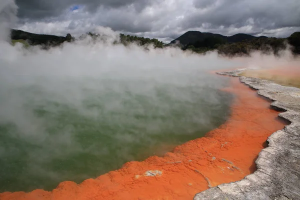 Piscine Champagne Vapeur Unique Dans Zone Géothermique Wai Tapu Rotorua — Photo