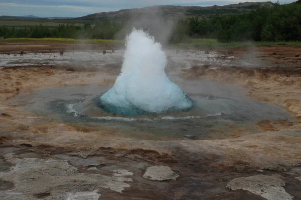 Great Geysir Strokkur Hot Springs Islandia —  Fotos de Stock