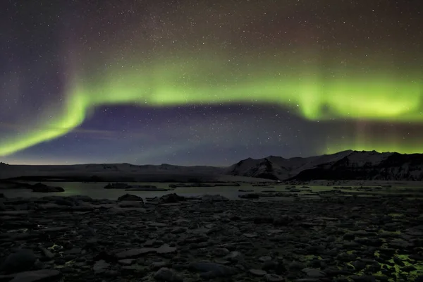 Aurora Boreal Northern Lighs Sobre Jkulsarlon Islandia — Foto de Stock