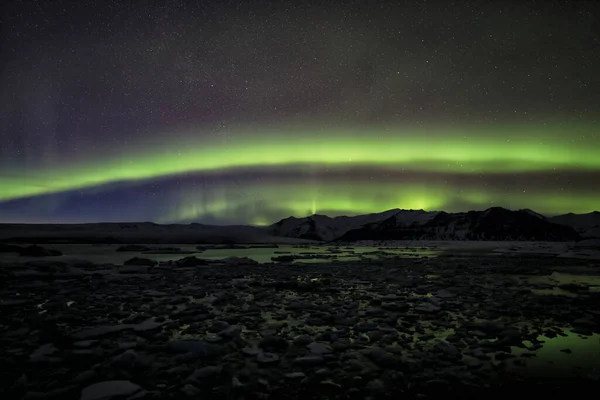 Aurora Borealis Northern Lighs Sopra Jkulsarlon Islanda — Foto Stock