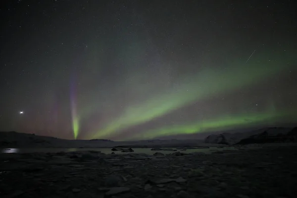 Aurora Borealis Northern Lighs Joekulsarlon Iceland — Stock Photo, Image