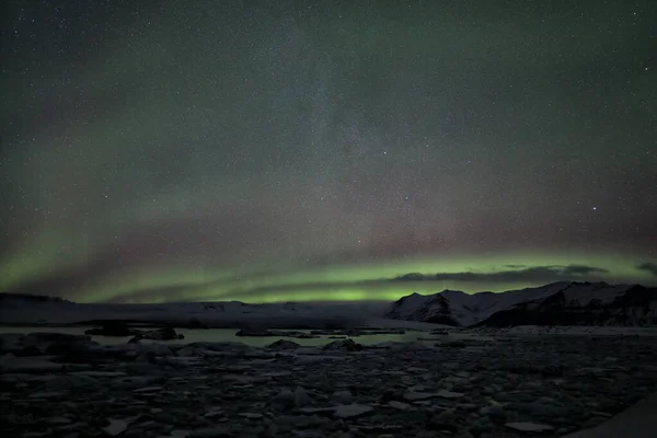 Aurora Borealis Northern Lighs Sopra Joekulsarlon Islanda — Foto Stock