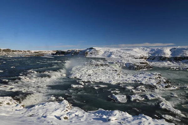 Urriafoss Inverno Selfoss Região Sul Islândia — Fotografia de Stock