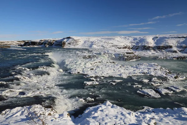 Urriafoss Winter Selfoss Zuidelijke Regio Ijsland — Stockfoto