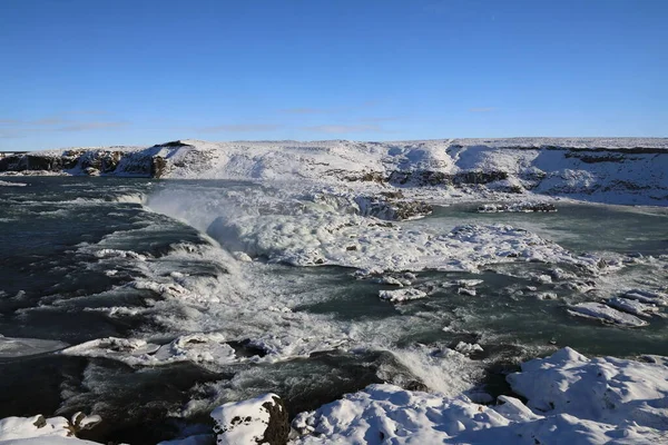 Urriafoss Inverno Selfoss Região Sul Islândia — Fotografia de Stock
