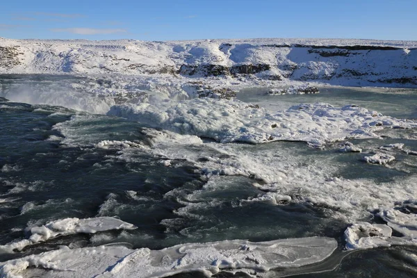 Urriafoss Winter Selfoss Zuidelijke Regio Ijsland — Stockfoto