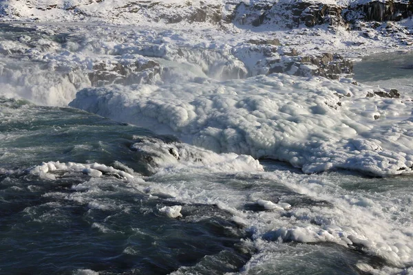 Urriafoss Winter Selfoss Zuidelijke Regio Ijsland — Stockfoto