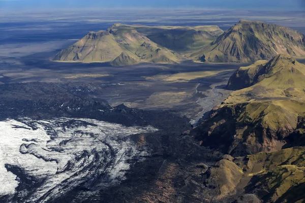 Krossarjokull Buzulu Myrdalsjokull Buzulu Yukarıdan Zlanda — Stok fotoğraf