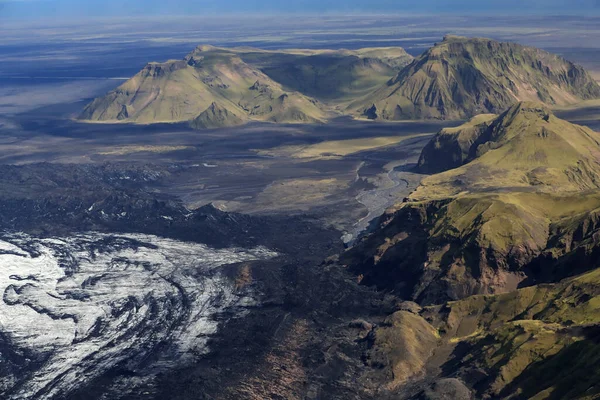 Geleira Krossarjokull Tampa Gelo Myrdalsjokull Cima Islândia — Fotografia de Stock