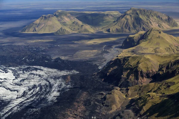 Krossarjokull Buzulu Myrdalsjokull Buzulu Yukarıdan Zlanda — Stok fotoğraf