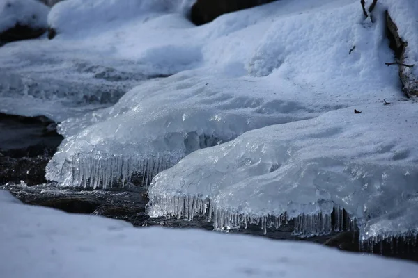 Frozen Ice Formations Winter Stream Saxony Germany — Stock Photo, Image