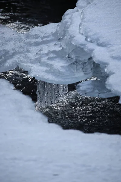 Frozen Ice Formations Winter Stream Saxony Germany — Stock Photo, Image