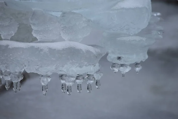 Frozen Ice Formations Winter Stream Saxony Germany — Stock Photo, Image