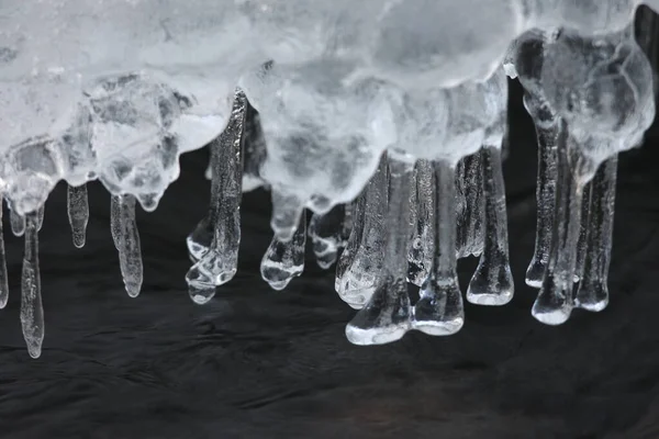 Frozen Ice Formations Winter Stream Saxony Germany — Stock Photo, Image