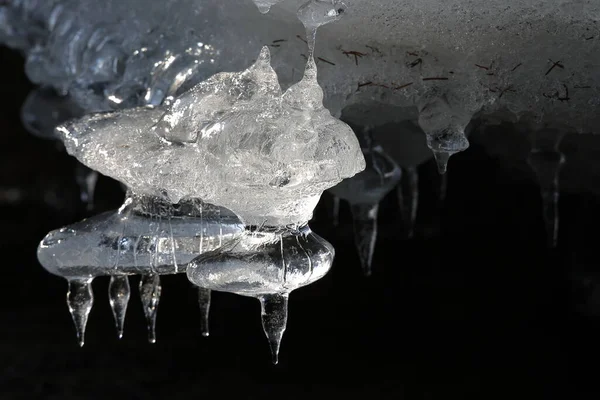 Formaciones Hielo Congeladas Arroyo Invierno Sajonia Alemania — Foto de Stock