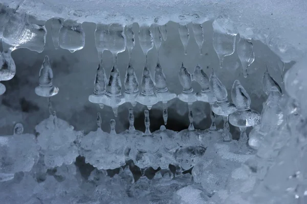 Frozen Ice Formations Winter Stream Saxónia Alemanha — Fotografia de Stock