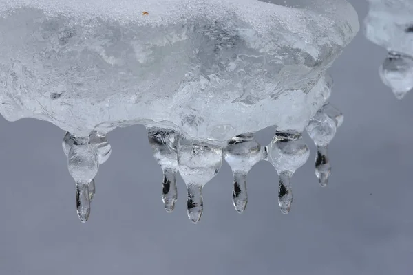 Frozen Ice Formations Winter Stream Saxónia Alemanha — Fotografia de Stock